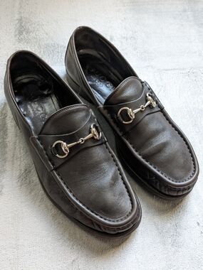 Gucci Horsebit Loafers Brown Men 9.5 D Leather Slip Ons